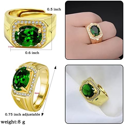 HSQYJ podesivi 18K pozlaćeni ovalni zeleni dragi kamen koktel prstenovi luksuzni kristalni Cirkon personalizirani