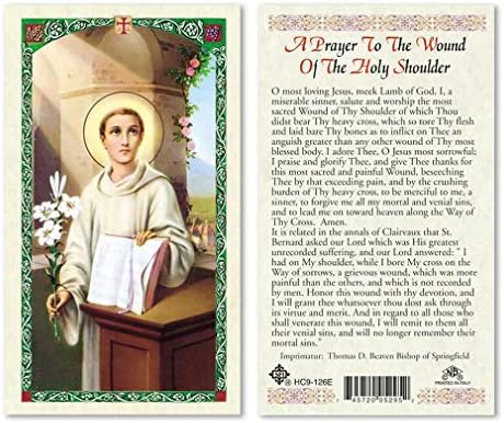 Molitva za ranu Svetog ramena Saint Bernard laminirane molitvene kartice - paket od 25-engleski