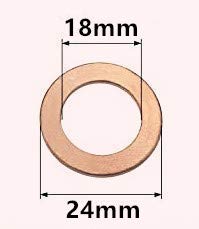 Luoqiufa M18 ravna perilica bakra za brtvljenje, 18 mm ID 24mm od 1,5 mm Metrički brtvilo za brtvljenje,