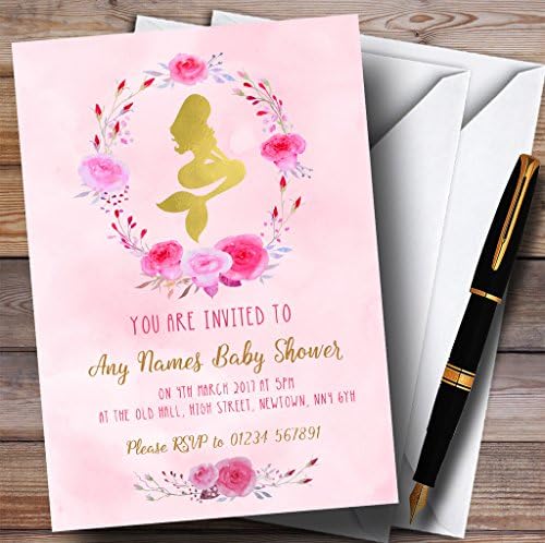 Pink Akvarel Pozivnice Za Sirene Pozivnice Za Tuširanje Beba