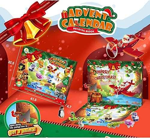 PHYNEDI Božićni Advent Kalendar odbrojavanja 24 dana igračka za izgradnju životinja 2022, Advent kalendari