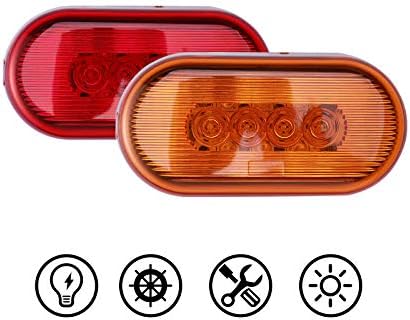 Sinvert 4kom 2 Amber + 2 crvena 12v LED svjetla za prikolicu ovalno Led svjetlo za bočni Marker kamiona