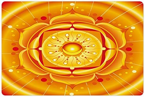 Lunarable Lotus pet Mat za hranu i vodu, Mandala kružno putovanje energična slika za Iscjeljivanje života