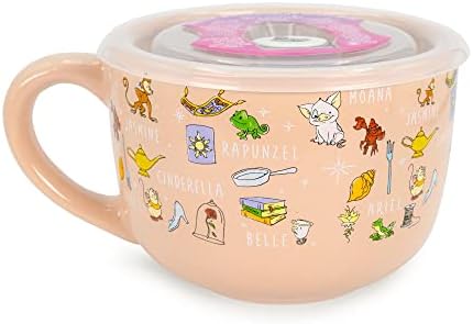 Disney princeza keramička šolja za supu sa poklopcem sa ventilacijom | Zdjela za sladoled, žitarice, zobene
