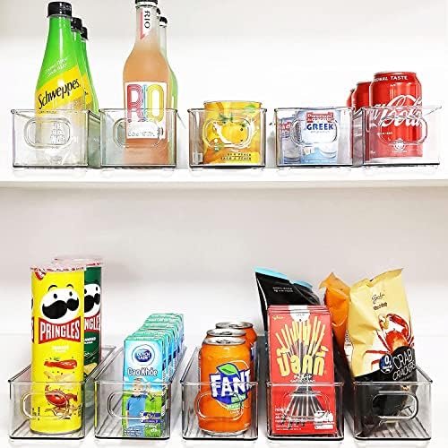 Gedlire Set od 6 prozirnih kanti za organizatore frižidera sa ručkama, plastične kante za skladištenje hrane