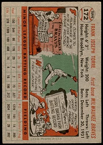 1956 FAPPS 172 Wht Frank Torre Milwaukee Braves dobre hrabre