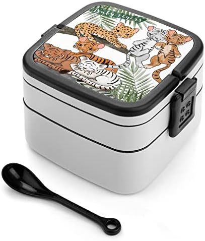 Tiger Clipart, Leopard Clipart Dvostruko slaganja Bento ručak kutija za ručak za školski posao Piknik Travel