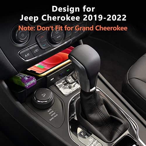 Carqiwireless Bežični punjač za Jeep Cherokee 2023 2019-2022 sa USB priključkom, bežični telefon za punjenje