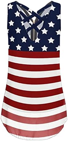 Žene šifon duboko V vrat američka zastava Casual Wrap Camisole rezervoar bluza prsluk majica rukav Tshirt
