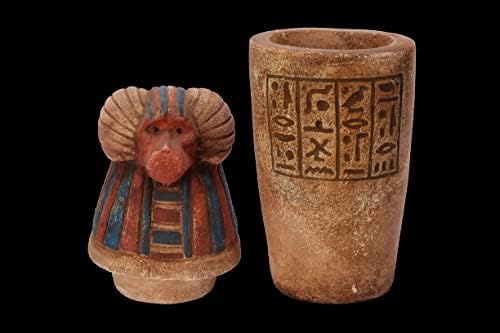 Egipatske umjetničke kanopske staklenke postavilo je 4 sina Horusa, napravljenog od krečnjaka ručne oslikane.