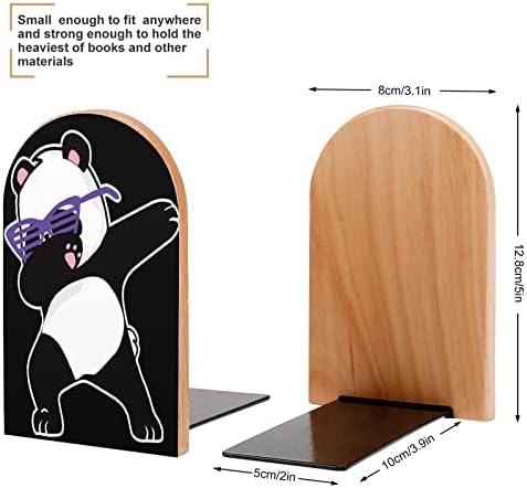 Dabbing Panda štampani drva knjiga završava Non-Skid dekor Bookend mali za ured kući 1 par