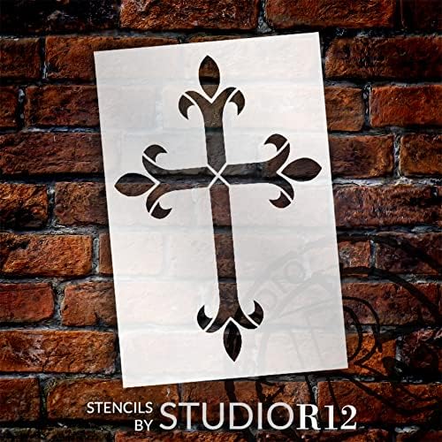 Fleur de Lis Cross šablona od Studior12 | Kršćanske ideje za umjetnike za hrišćanin za slikanje | Craft