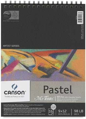 CANSON MI-Teintes spiralna jastuk - 9 x 12, bijeli papir, listovi s kliznim listovima, 16 listova
