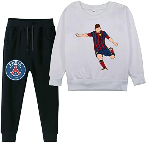 Ateecp Kid Lionel Messi 2 kom, dugih rukava Crewneck Outfits-Fleece pulover Duksevi i elastični struk