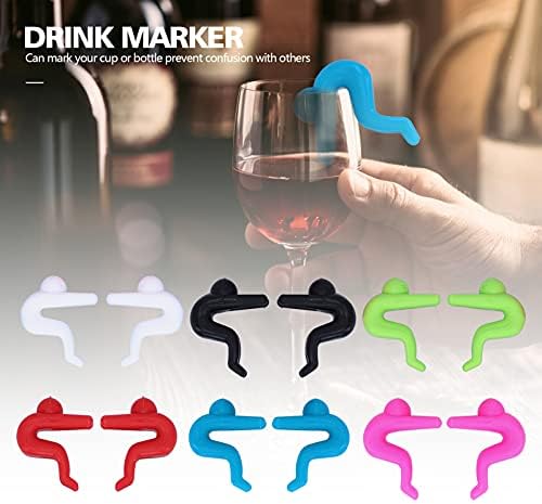 Markeri za vinsko staklo, 6 boja silikonsko staklo za vino oznake slatkog oblika za višekratnu upotrebu