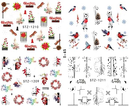 BLMIEDE 3d slatka crtana Božić naljepnice za nokte Snowflake Santa godina klizači za nokte Gel Polisn ljepljiva