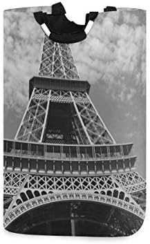 YYYJIA Eiffelov toranj oblaci velika korpa za veš sa ručkama, sklopiva tkanina-prenosiva korpa za prljavu