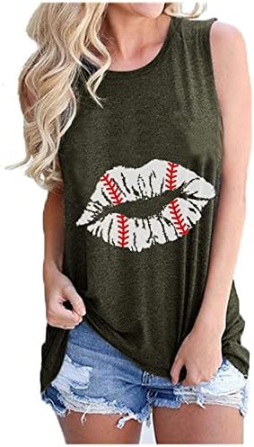 Novost usne grafički Tank Tops za žene Casual Crewneck rukav Plus Size remen Shirt Summer Trendy Y2K Vest