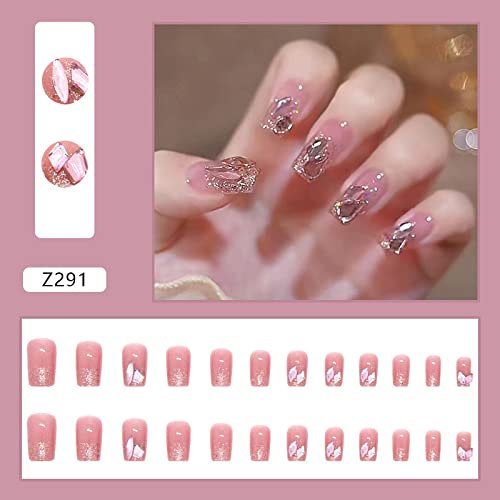 Glitter Diamond flasteri za nokte kratki lepak na veštačkim noktima, veštački manikir prstiju, višekratni