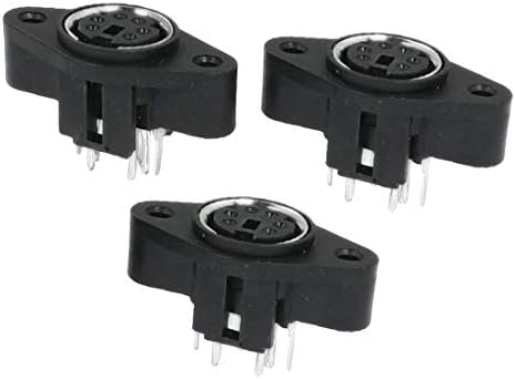 Novi Lon0167 3 kom crni PCB Mount ženski DIN 6 pinski s-video utičnice konektori (3 Stück schwarz, Leiterplattenmontage,