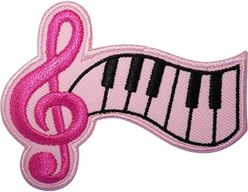 Pink Music Note klavir tipkovnice za patch željezo šivati ​​na vrećicu za odjeću vezena značka