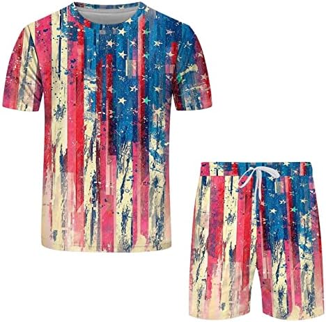 Muški ljetni atletski kratki setovi Dan nezavisnosti 2 komada plus veličina Track odijelo 4. jula majica