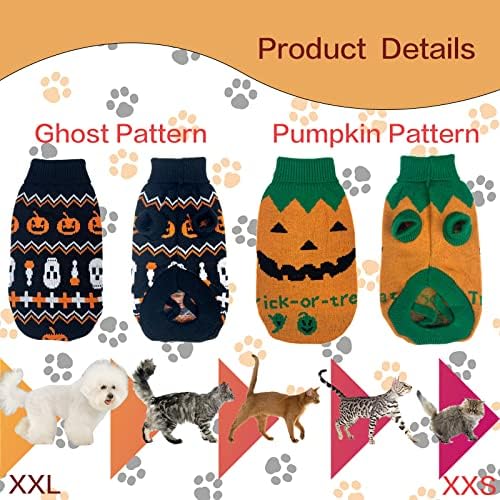 Vehomy 2pcs pet Halloween džemperi pas Halloween Pumpkin džemper Kitten Cat Holiday Theme Turtleneck trikotaža