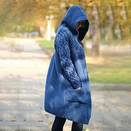 Ženski zimski kapuljač dugim džemper kaputi otvori jakna s otvorenim kopčom dugih rukava topli proljetni