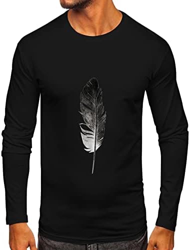 ZDDO MENS HALLOWEEN TEE TOP FALL FEATHER PRINT LEGHLE THO MAJICE Slim Fit Muscle Party Casual Crewneck Sports
