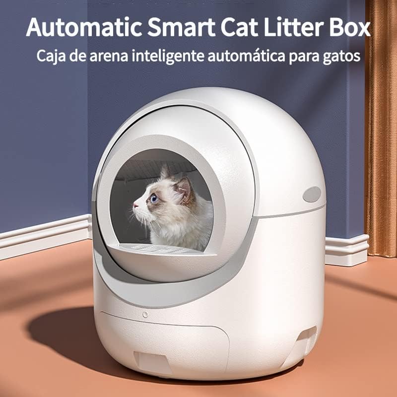 SLATIOM Bijela pametna automatska kutija za smeće za mačke velika zatvorena kutija za smeće za mačke toaletna
