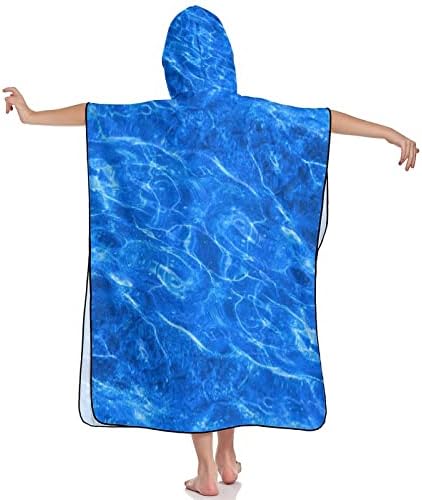 WEEDKEYCAT plava prozirna voda sa talasima peškir sa kapuljačom za decu mekani plišani peškir za kupanje