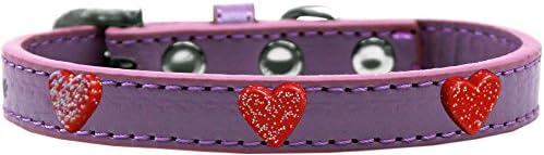 Mirage proizvodi za kućne ljubimce Glitter Heart Widget ovratnik za pse, veličine 10, lavanda / crvena