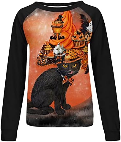 Teen Girls Cat Print Tops Halloween Slatka dukseri Puloveri Dugih rukava Košulja Juniors Bluza Kćerna dukserica