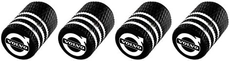 Zelux 4pcs Automobilske gume za automobile Wheels Ventil stabljike crne uzorak poklopci s logotipom Universal
