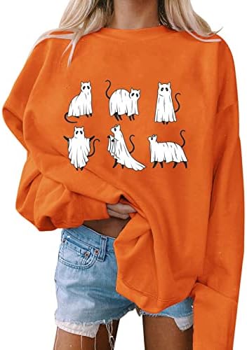 Modna bluza za ženske ležerne print o vratu labavi duks okrugli izrez Fit pulover vrhovi dugih rukava s