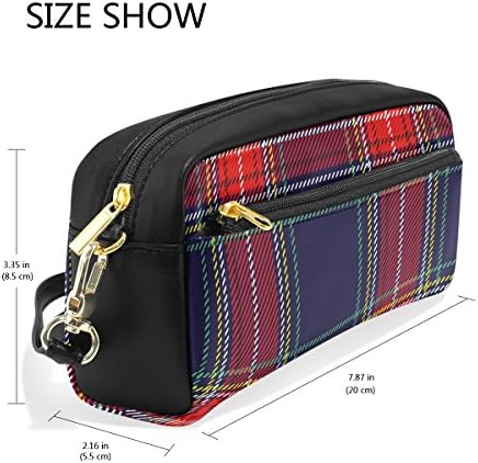 Vrhunski stolarski škotski plaid checker torbica za torbu za torbu za šminku Office School 1.7x0.75x0.5in
