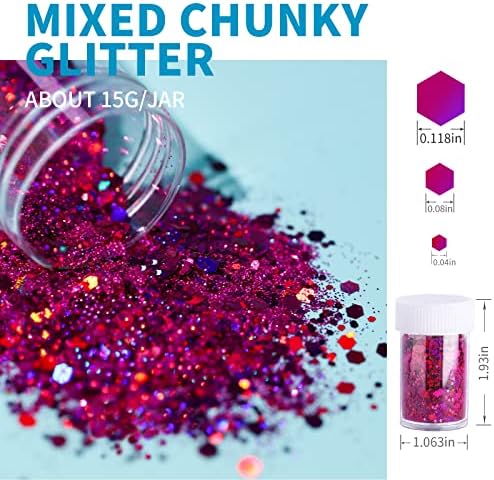 Chunky Glitter, LEOBRO 18 tegle Glitter, Mixed Fine Chunky Glitter for Crafts, Craft Glitter for smola,