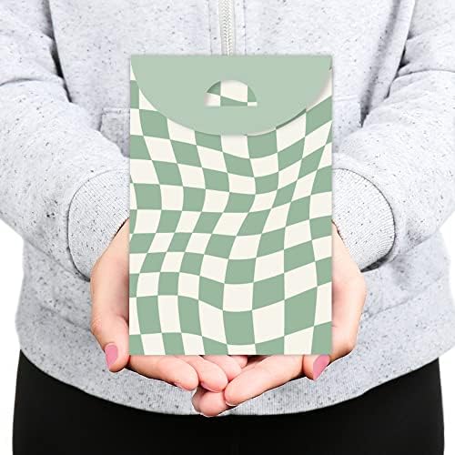 Velika tačka sreće Sage Green Checkered Party - poklon usluge - PARTY Goodie Boxes - Set od 12