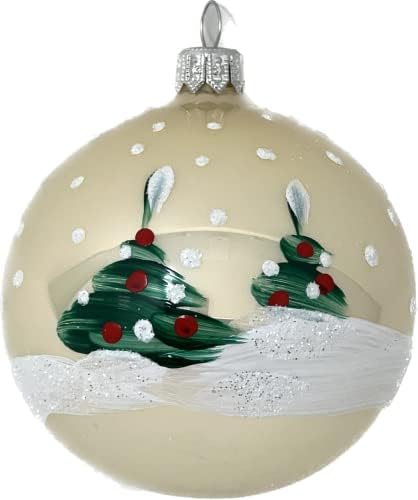 Poljska Galerija Božićni ukras, snjegović puhana staklena lopta 3 inča