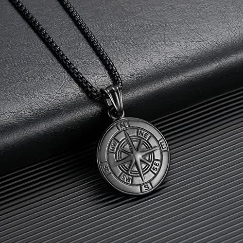 AZFVBQL kompas ogrlica za muškarce lanac od nehrđajućeg čelika kompas privjesci Muški nakit