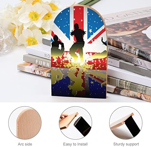 Sportske figure britanske zastave krajevi drvenih knjiga 2 kom neklizajuća drvena držača za knjige za uređenje