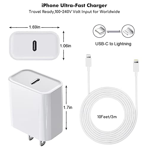 iPhone brzi punjač, dugačak 10 FT [Apple MFi sertifikovan] USB C do kabl za munje 10 nožni kabl sa 20w Type