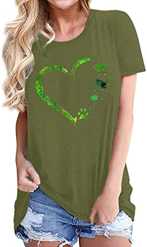 St. Patricks dan majica za žene slatka Patuljci T-Shirt Shamrock štampane majice kratki rukav grafički Tees