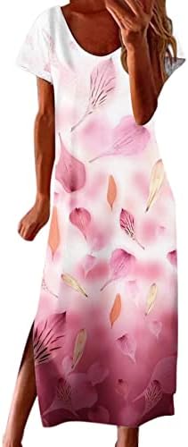 Miashui Atletska haljina za žene Žene Ležerne modne haljine Labavi gradijentni šumski haljina kratkih rukava