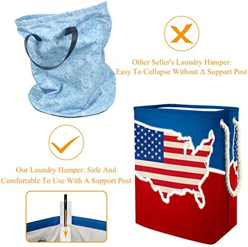 Mapolo korpa za veš za veš USA Američka mapa Zastava sklopiva korpa za odlaganje veša sa ručkama odvojivi