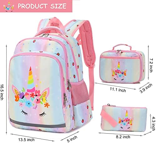 JSQDAGZH UNICORN ruksak i kutija za ručak za djevojčice, jednorog ruksak za djevojke Dječje školske torbe