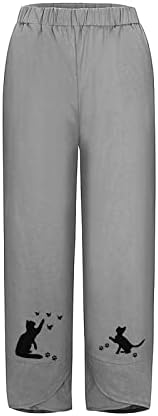 Miashui casual pantalone žene petite ženske čvrste casual hlače tiskane pantalone Elastični džepovi struka