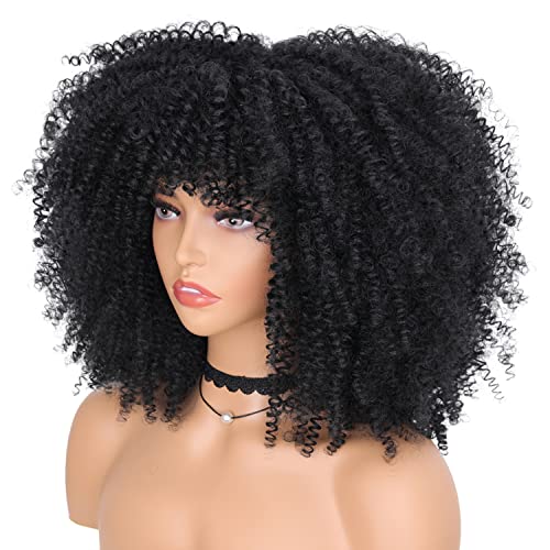 GKtineke Curly Afro perike za crne žene-Curly Afro perika sa šiškama crna perika kratka Afro Kinky Curly