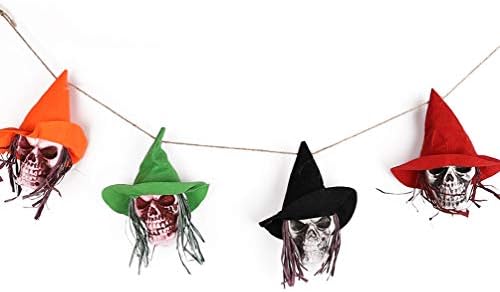 Nuobesty Domaći dekor Dokućnica Halloween Banner skelent Ghost Witch Bunting Viseća vijenac za Halloween