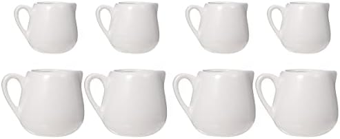 Upkoch Crethere Keramički JUG JUG Mini Creamer: 8pcs kava mlijeko krema pitcher bijeli krema sa ručkom porculan
